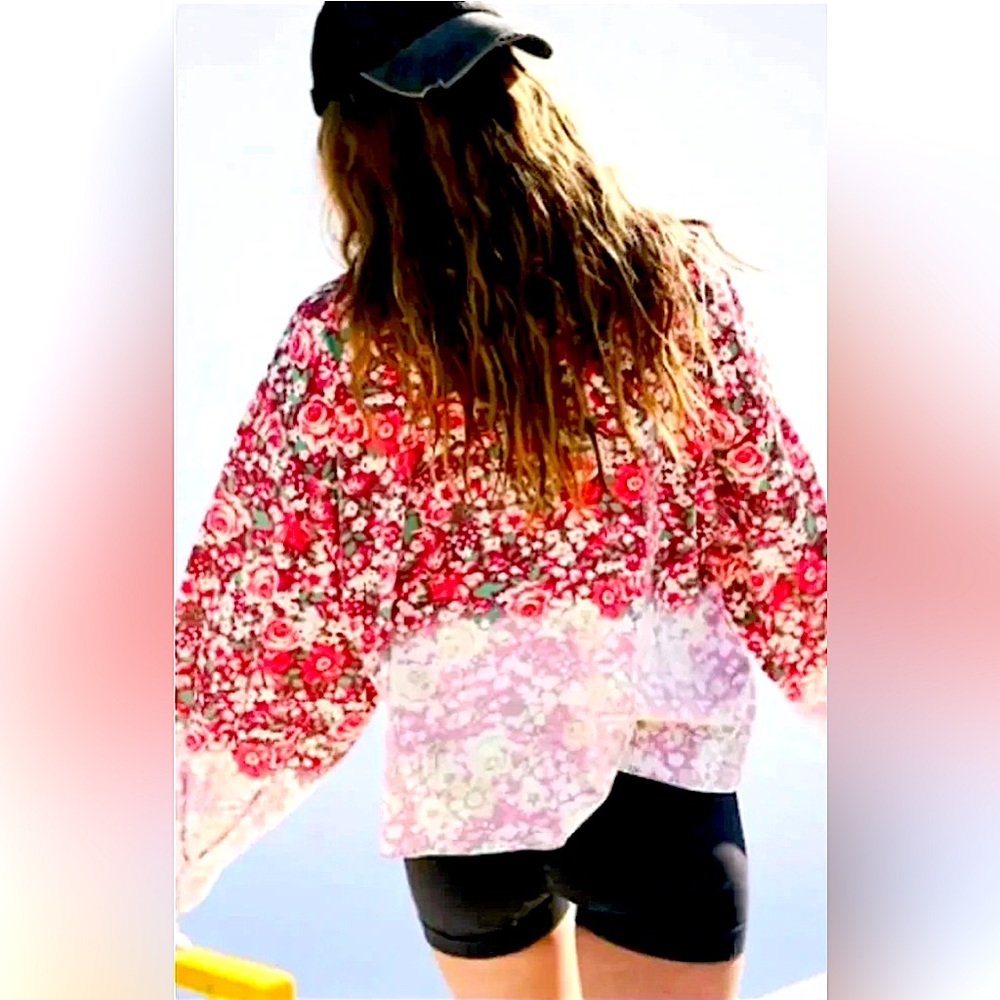 NWOT FP Movement Inspire Printed Layer in Red Faded Poppy by Free People - Picture 2 of 12